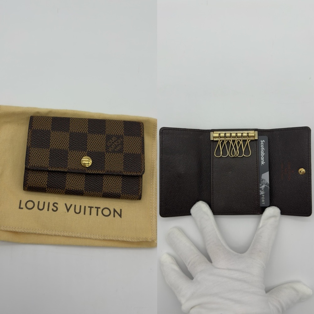 Authentic Louis Vuitton Damier Ebene 6 key holder